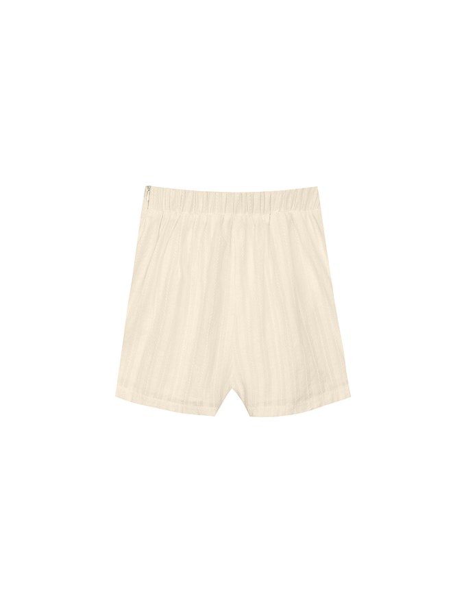 Textured Stripe Ruched Side Drawstring Mini Skorts