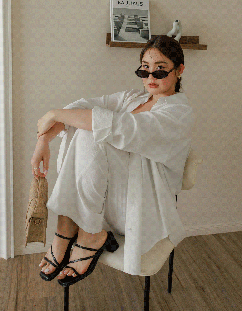 Cooling Fabric Lightweight Oversized Blouse with Pocket Detail
