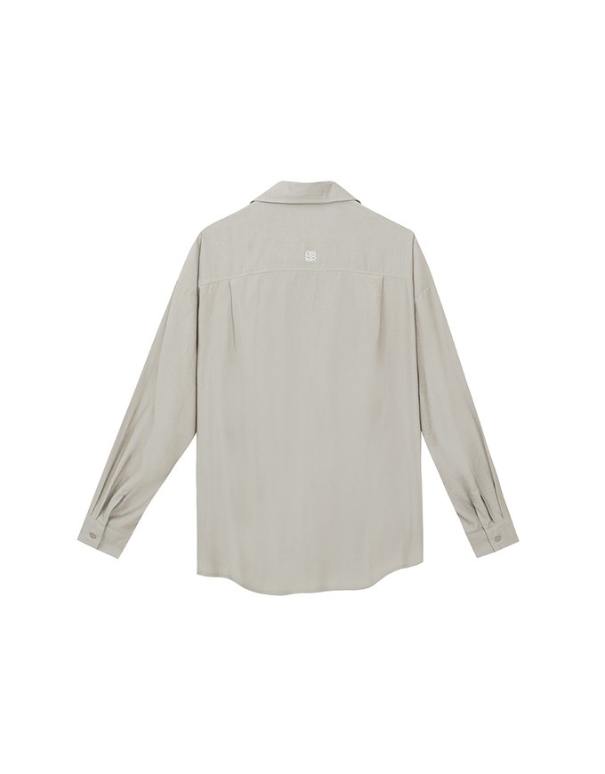 Cooling Fabric Lightweight Oversized Blouse with Pocket Detail