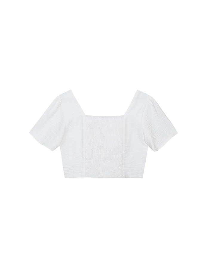 Cooling Fabric Drawstring Front Square Neck Top
