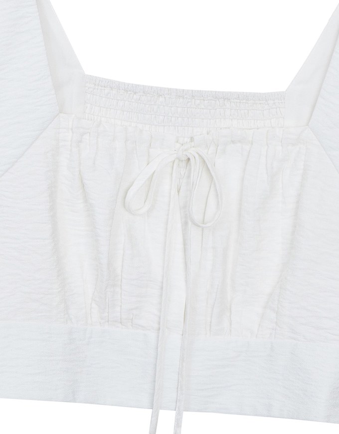 Cooling Fabric Drawstring Front Square Neck Top