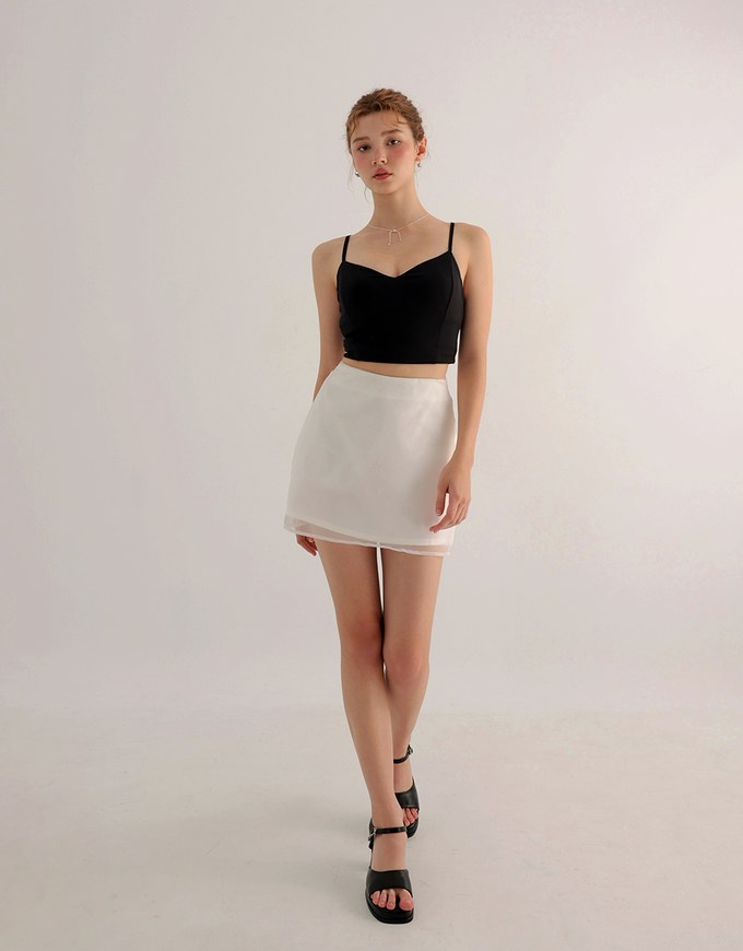 V Neck Sculpting Spaghetti Strap Cami Padded Top with Clean Back Design