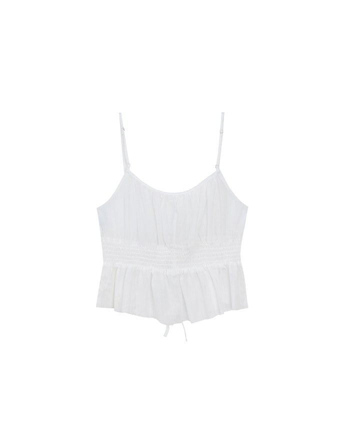 Sheer Ruched Drawstring Layered Camisole Top