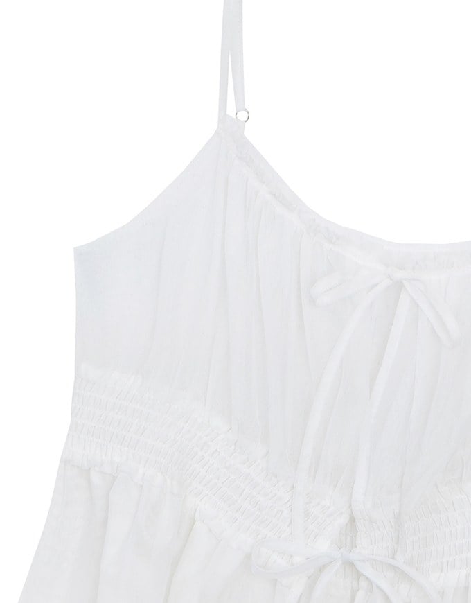 Sheer Ruched Drawstring Layered Camisole Top