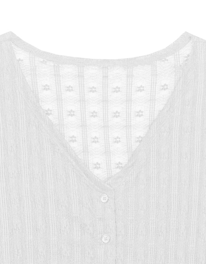 Sheer Daisy Embossed Knit V Neck Cardigan