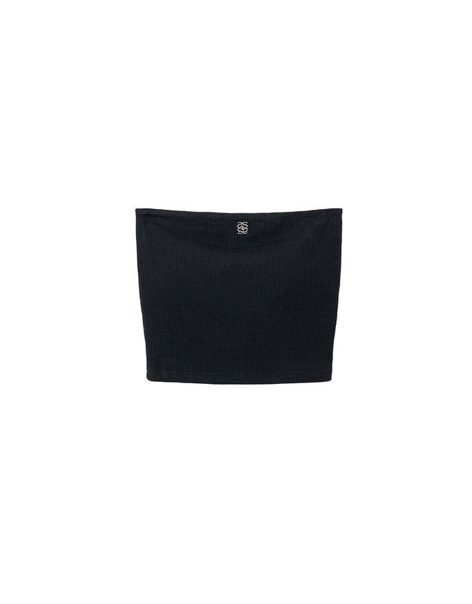 Air Space Logo Embroidered Ribbed Cropped Padded Tube Top