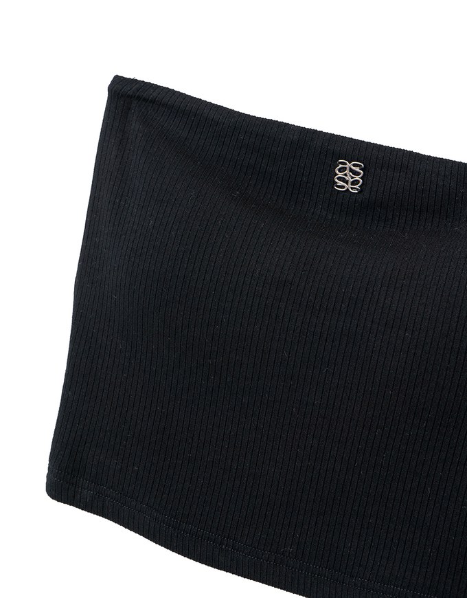 Air Space Logo Embroidered Ribbed Cropped Padded Tube Top