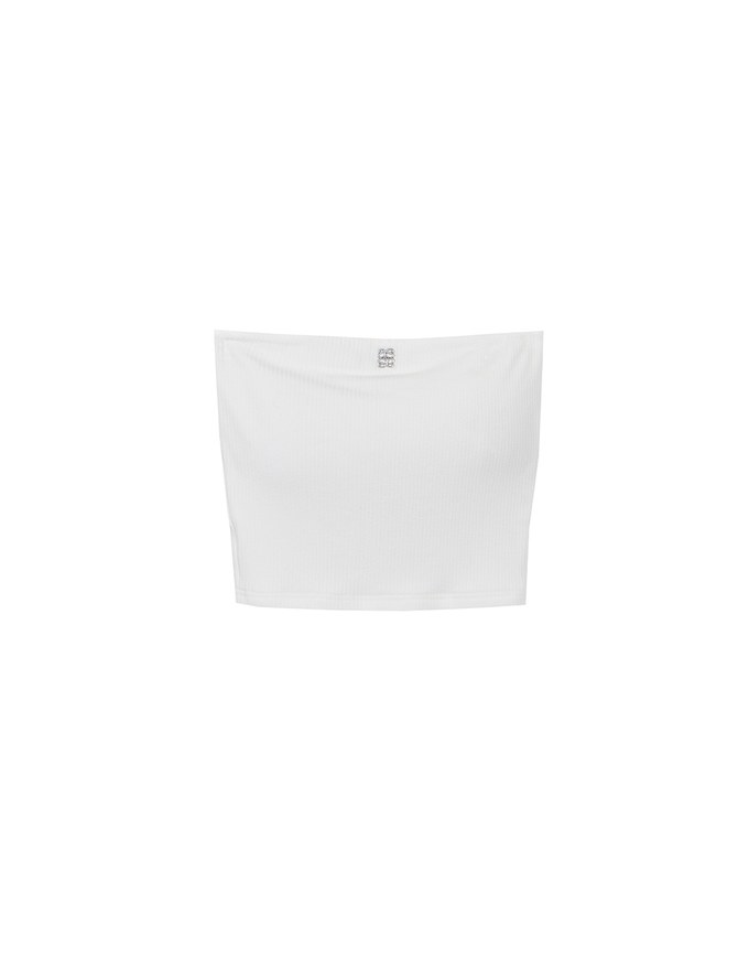 Air Space Logo Embroidered Ribbed Cropped Padded Tube Top
