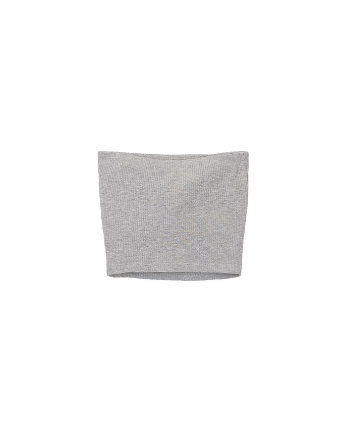 Air Space Logo Embroidered Ribbed Cropped Padded Tube Top