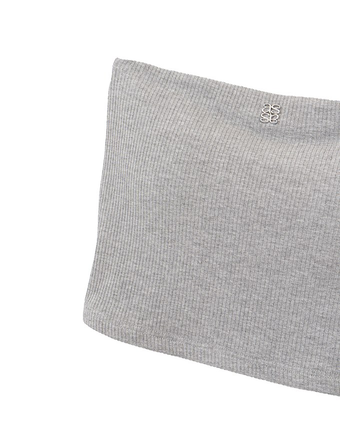 Air Space Logo Embroidered Ribbed Cropped Padded Tube Top
