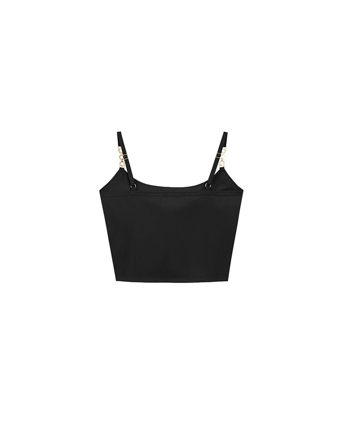 Cooling Fabric Cropped Cami Bra Top with Gold Chain Detail