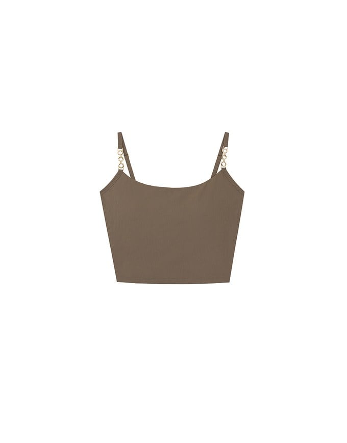 Cooling Fabric Cropped Cami Bra Top with Gold Chain Detail