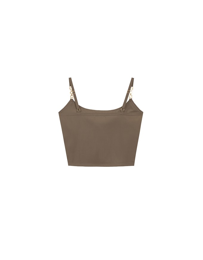 Cooling Fabric Cropped Cami Bra Top with Gold Chain Detail