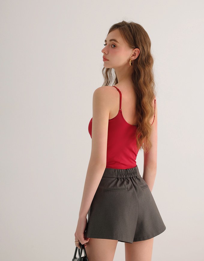 Basic Cooling Fabric Fitted Spaghetti Strap Camisole Bra Top