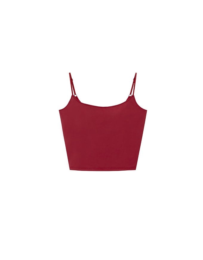 Basic Cooling Fabric Fitted Spaghetti Strap Camisole Bra Top