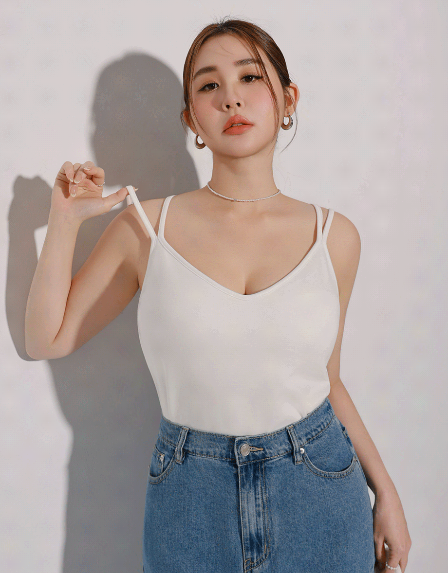 【AiR 2.0】Double Spaghetti Strap V Neck Open Back Bra Top