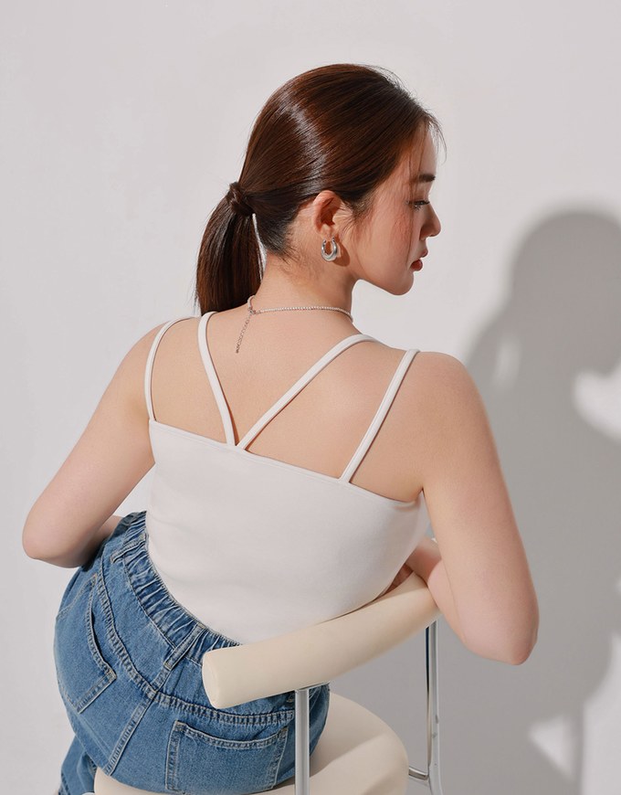 【AiR 2.0】Double Spaghetti Strap V Neck Open Back Bra Top