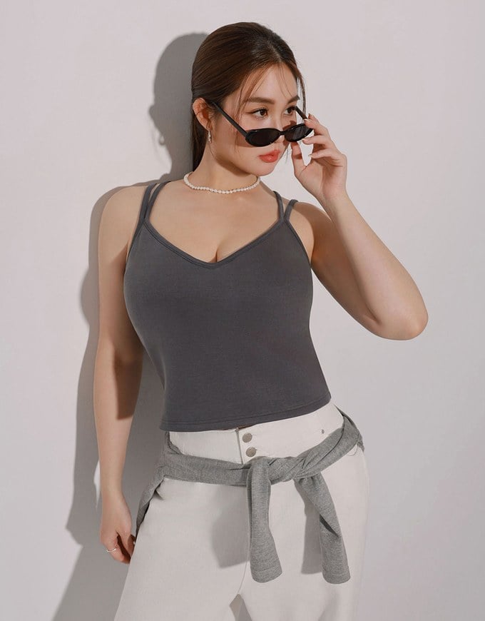 【AiR 2.0】Double Spaghetti Strap V Neck Open Back Bra Top