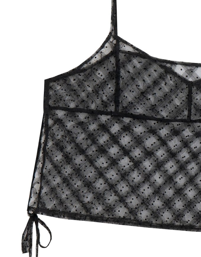 Sheer Polka Dot Cami with Drawstring Sides