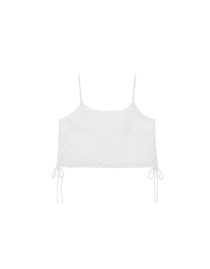 Sheer Polka Dot Cami with Drawstring Sides