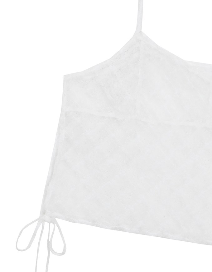 Sheer Polka Dot Cami with Drawstring Sides