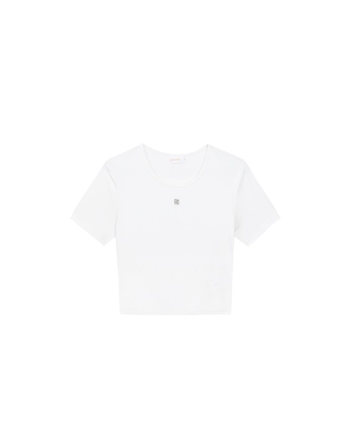 Logo Embroidered Short Sleeve Basic Fitted Tee