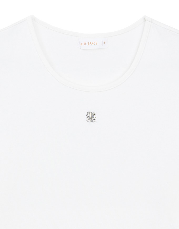 Logo Embroidered Short Sleeve Basic Fitted Tee