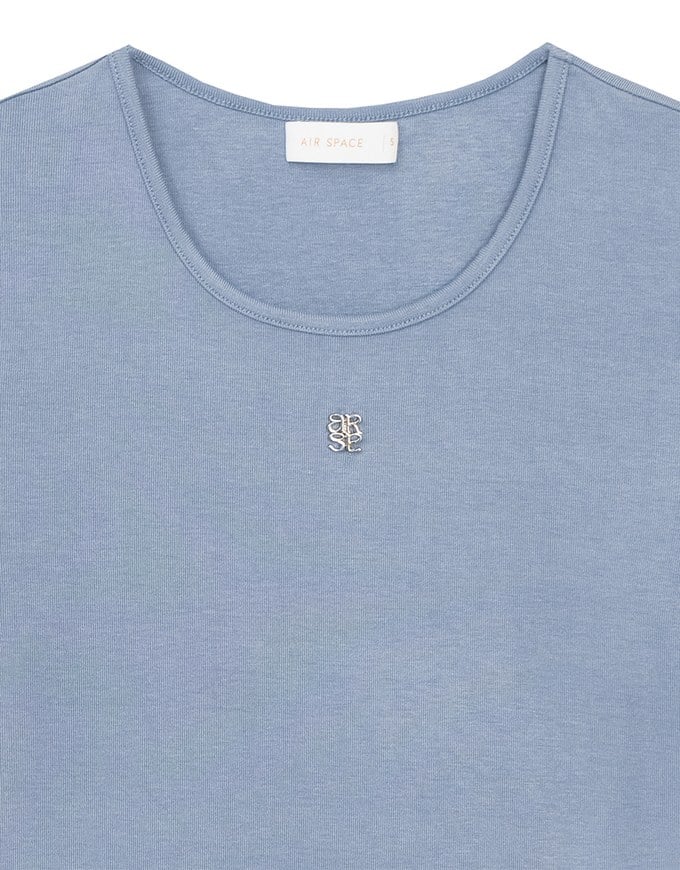 Logo Embroidered Short Sleeve Basic Fitted Tee