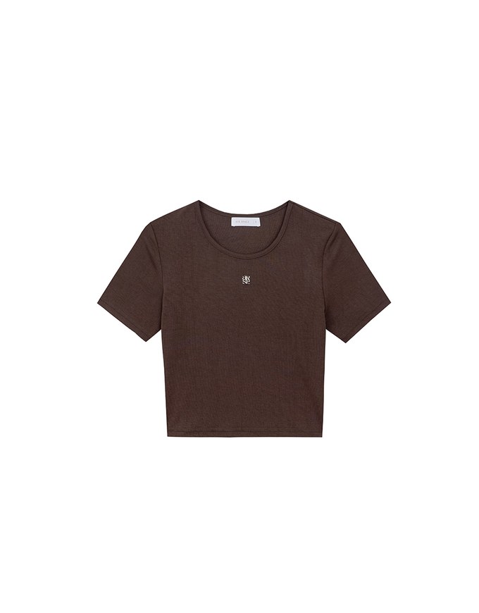 Logo Embroidered Short Sleeve Basic Fitted Tee