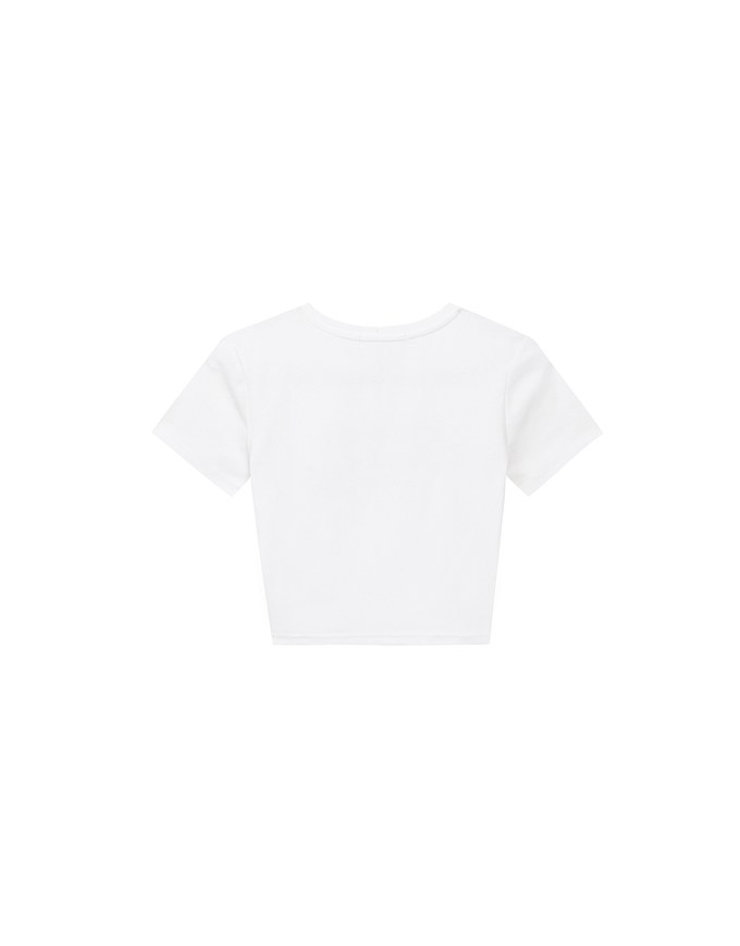 【Lyra & Toby】Embroidery Graphic Slogan Cropped Tee
