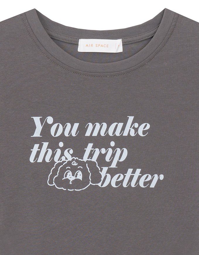 【Lyra & Toby】Embroidery Graphic Slogan Cropped Tee