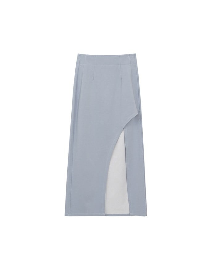 AIRY HOURGLASS Cooling Front Asymmetric Slit Maxi Skirt with Back Pockets
