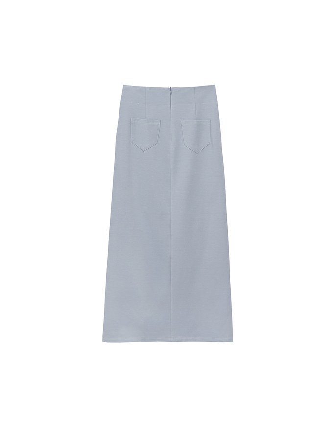 AIRY HOURGLASS Cooling Front Asymmetric Slit Maxi Skirt with Back Pockets