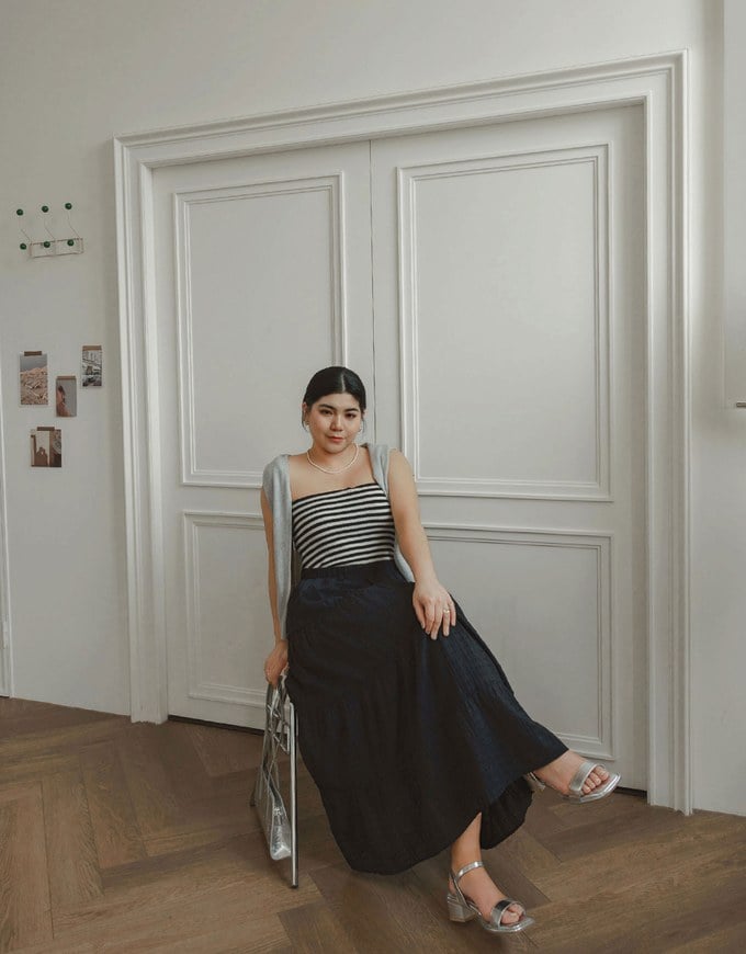 Flowy Polka Dot Tiered Maxi Skirt