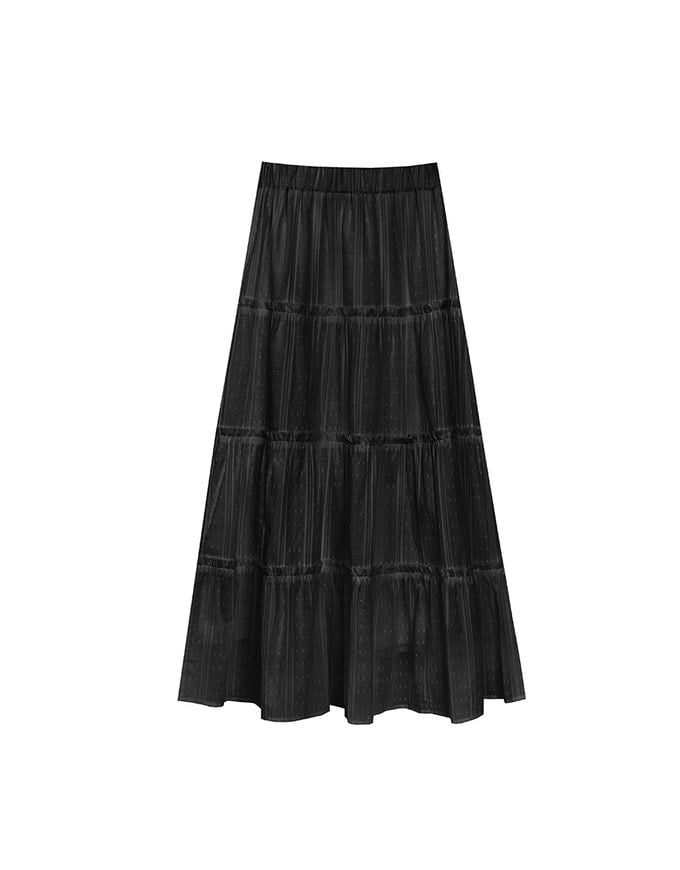 Flowy Polka Dot Tiered Maxi Skirt
