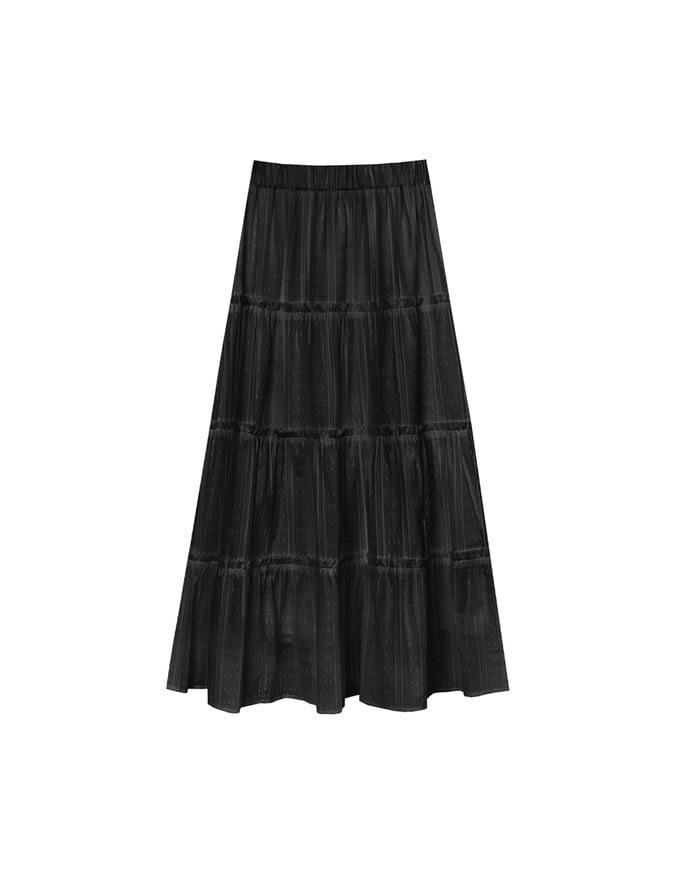 Flowy Polka Dot Tiered Maxi Skirt