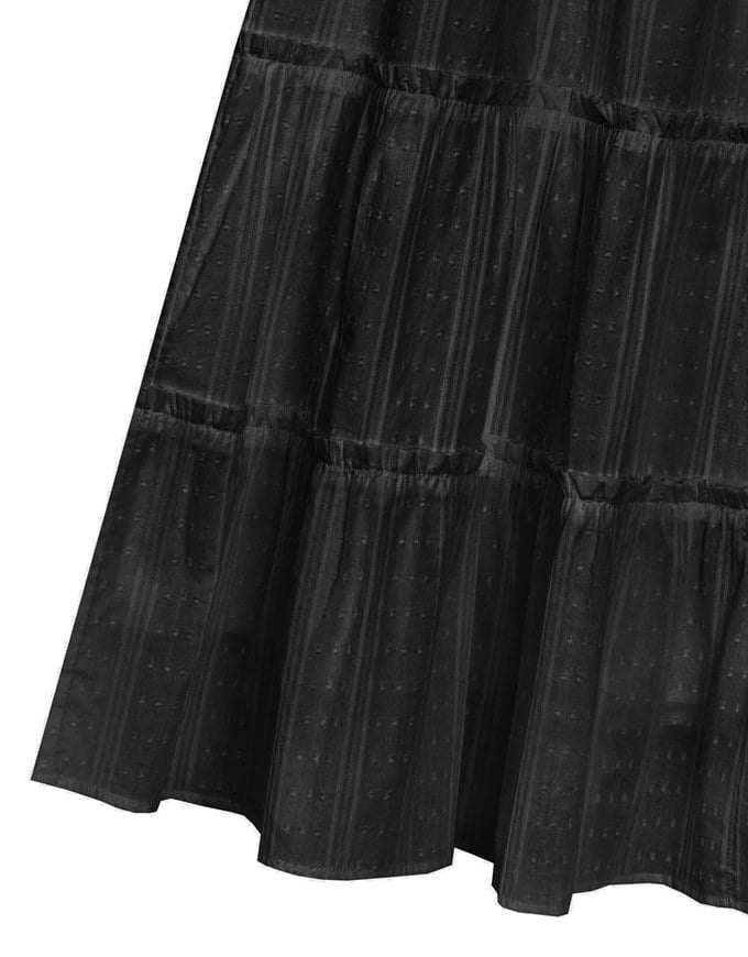 Flowy Polka Dot Tiered Maxi Skirt