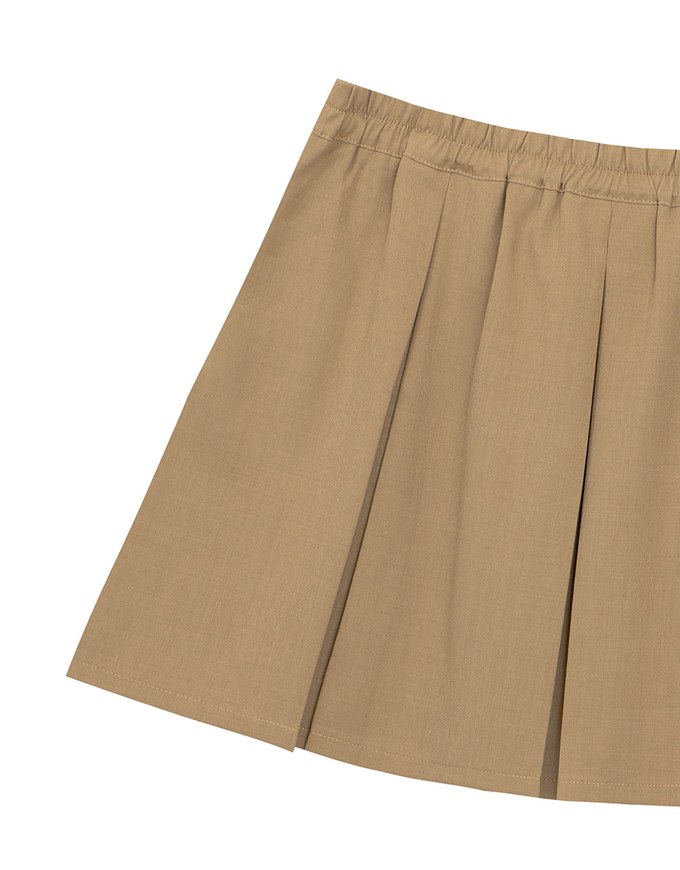Tailored A Line Pleated Mini Skirt with Wide Waistband Detail