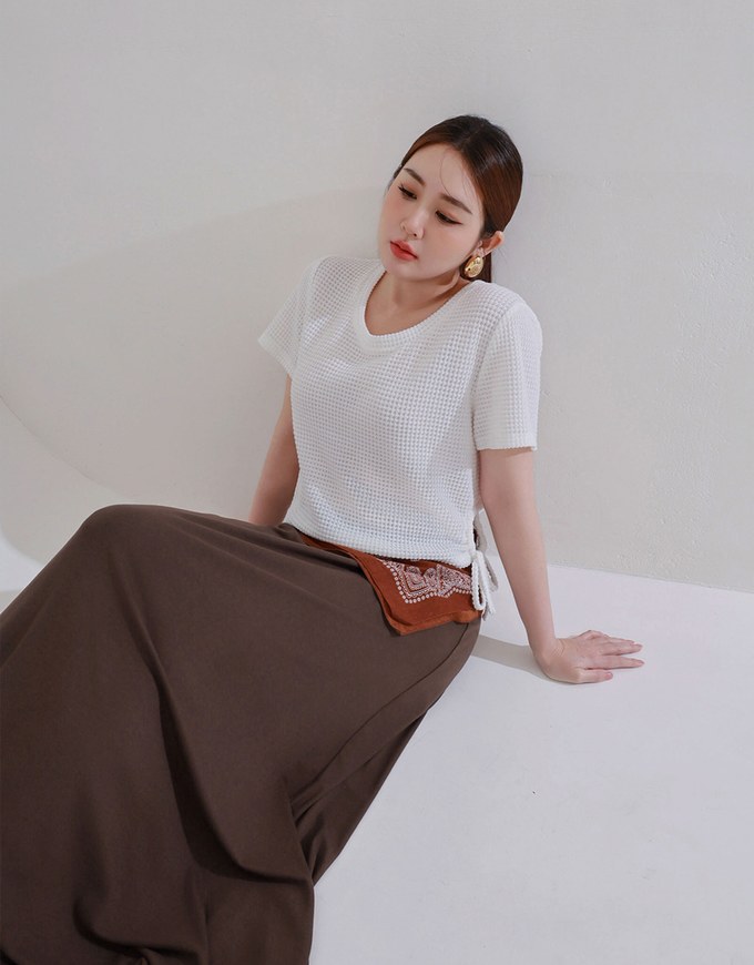 Logo Embroidered Slim Fit Flared Maxi Skirt