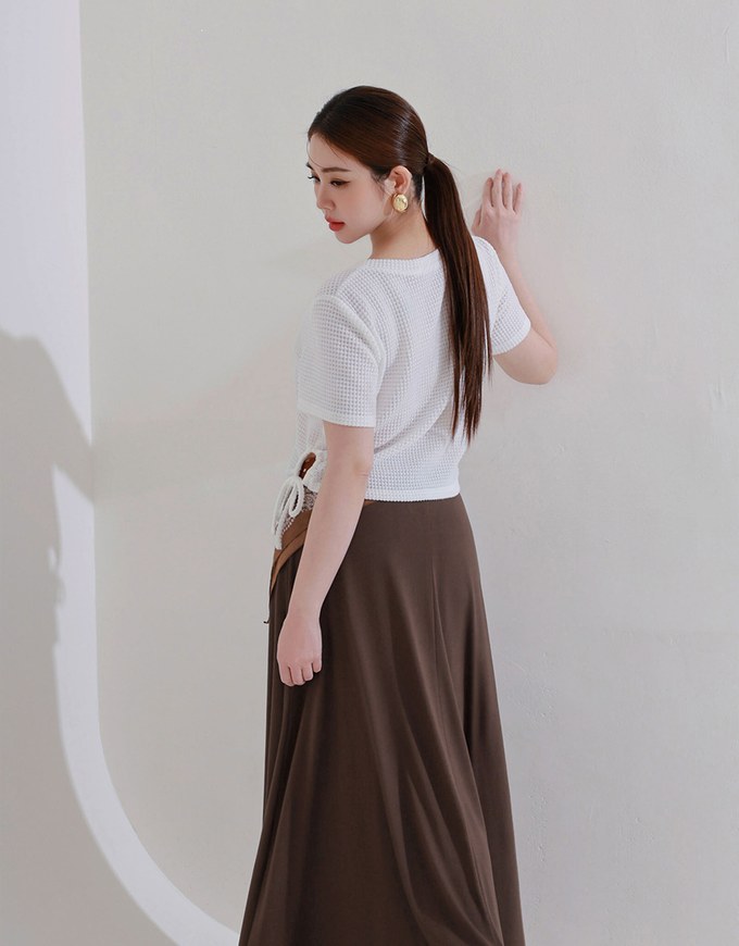 Logo Embroidered Slim Fit Flared Maxi Skirt