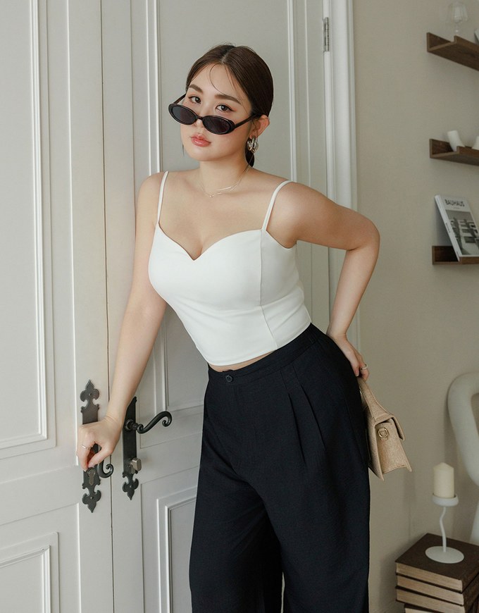 Cooling Fabric Lighweight High Waist Wide Leg Pants with Pleated Front Detail