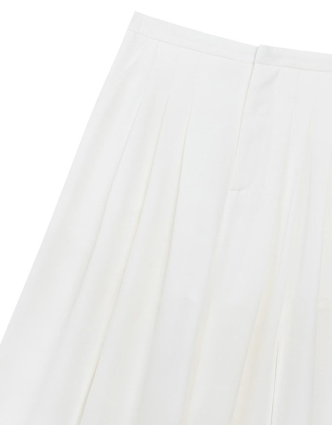 Front Slit Flowy Pleated Wide Leg Pants