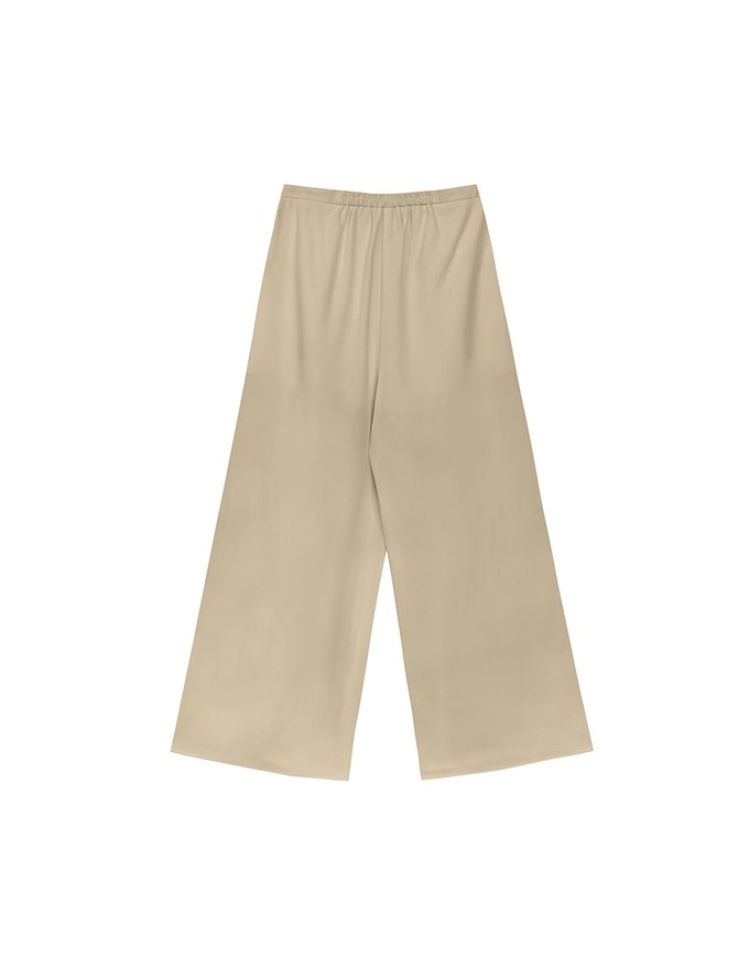 Front Slit Flowy Pleated Wide Leg Pants