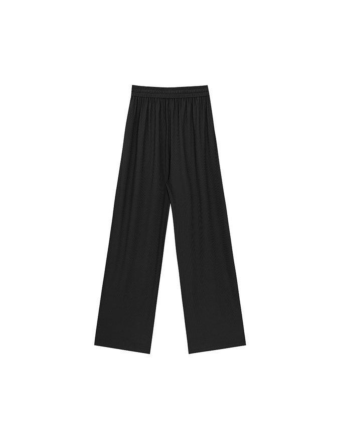 Cooling Fabric Front Pleated Wide Leg Pants with Drawstring Detail