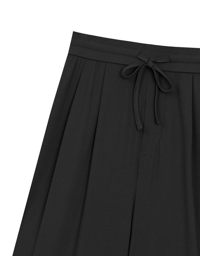 Cooling Fabric Front Pleated Wide Leg Pants with Drawstring Detail