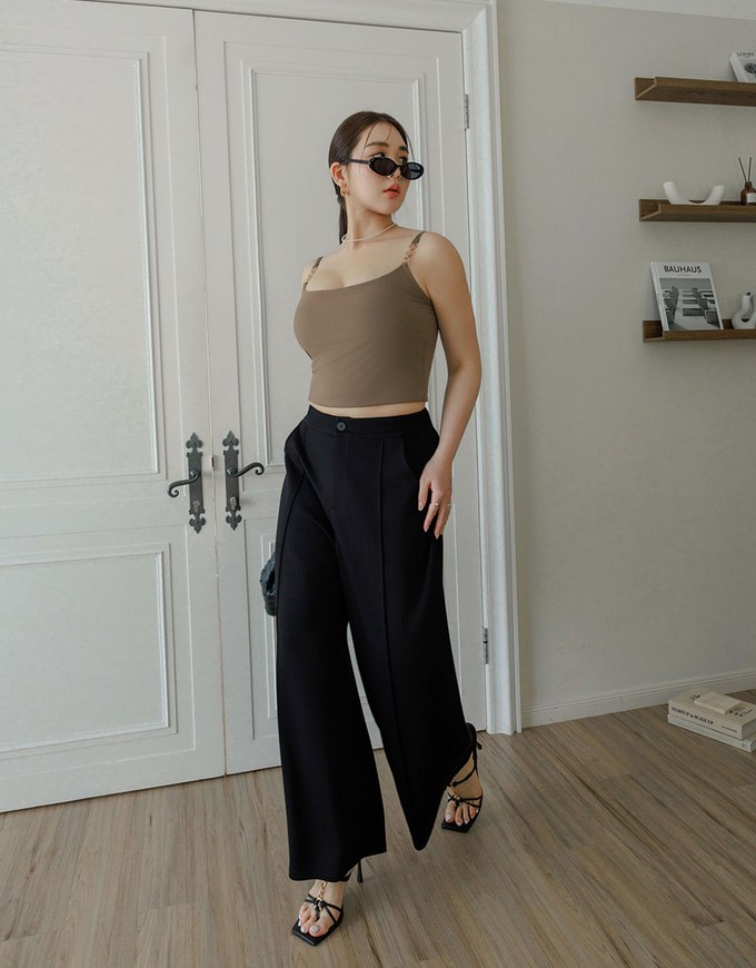 AIRY HOURGLASS Relaxed Fit Wide Leg Pants with Seam Detail