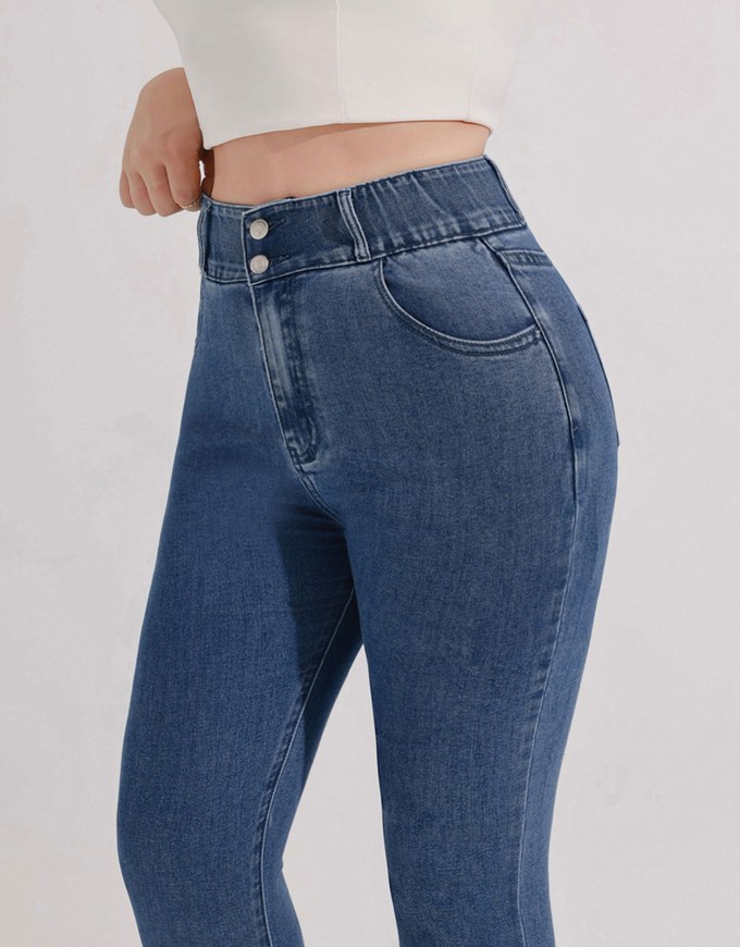 涼感デニムロングパンツ