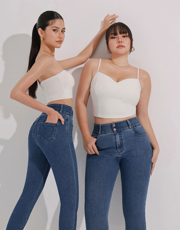 涼感デニムロングパンツ