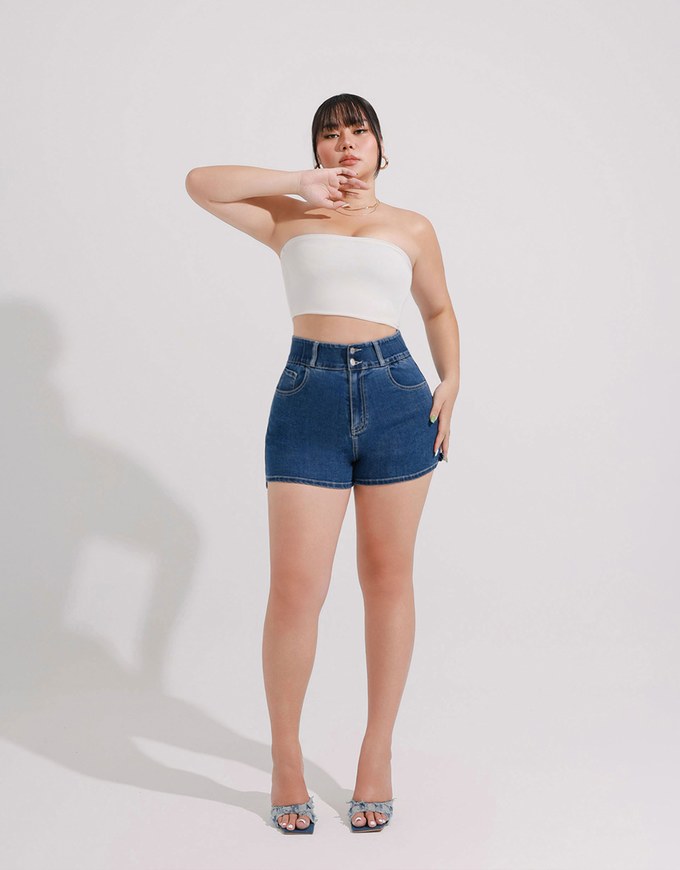涼感デニムショートパンツ