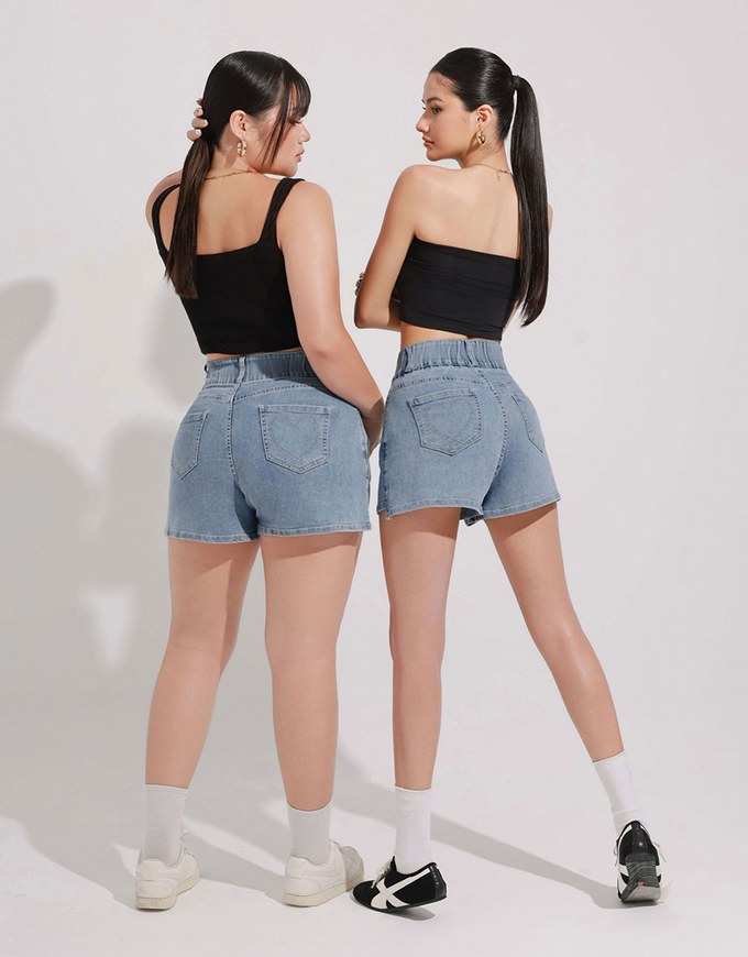 涼感デニムショートパンツ